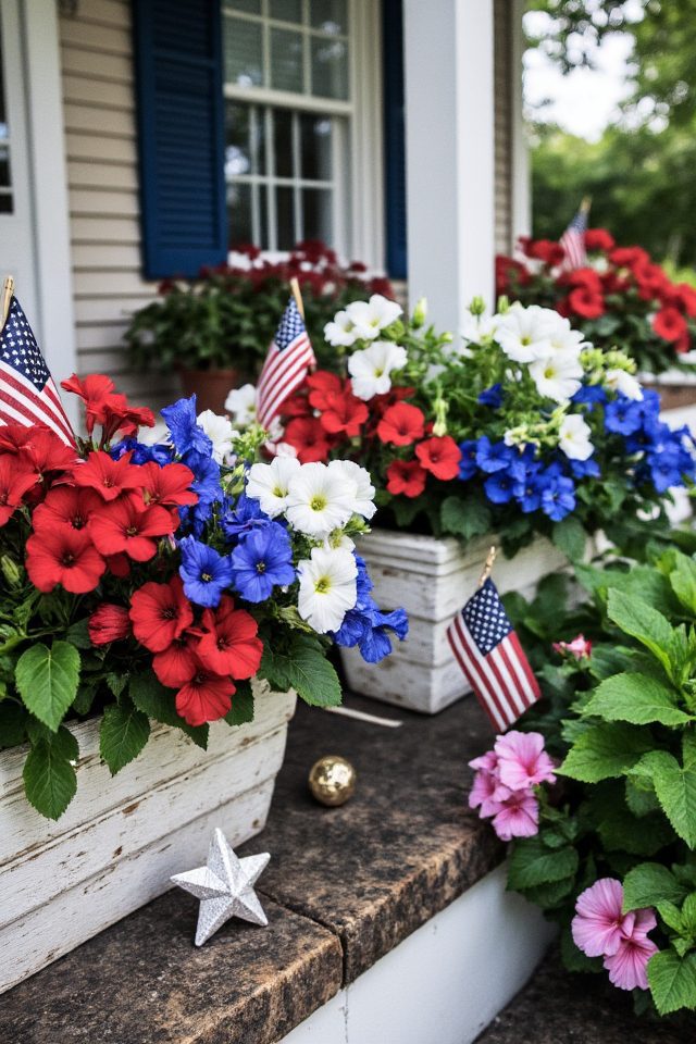 patriotic seasonal flower boxes