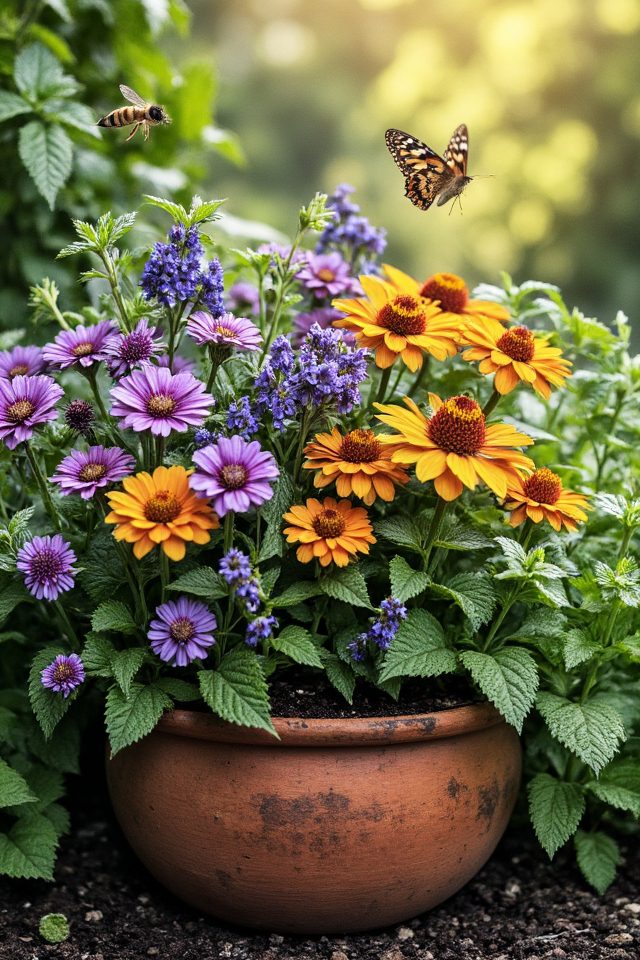 pollinator friendly colorful garden