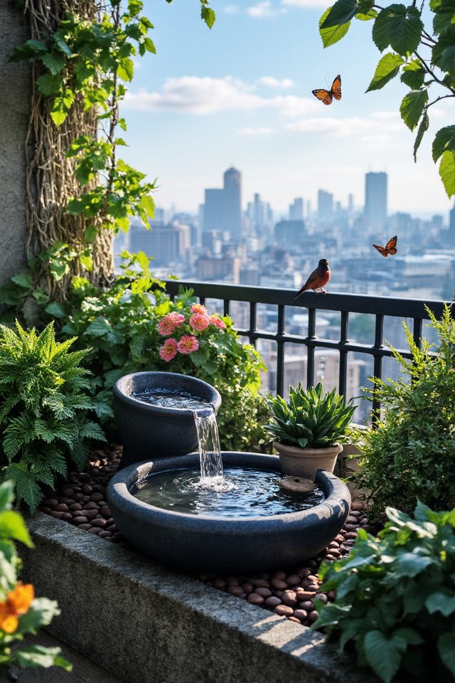 serene balcony water feature