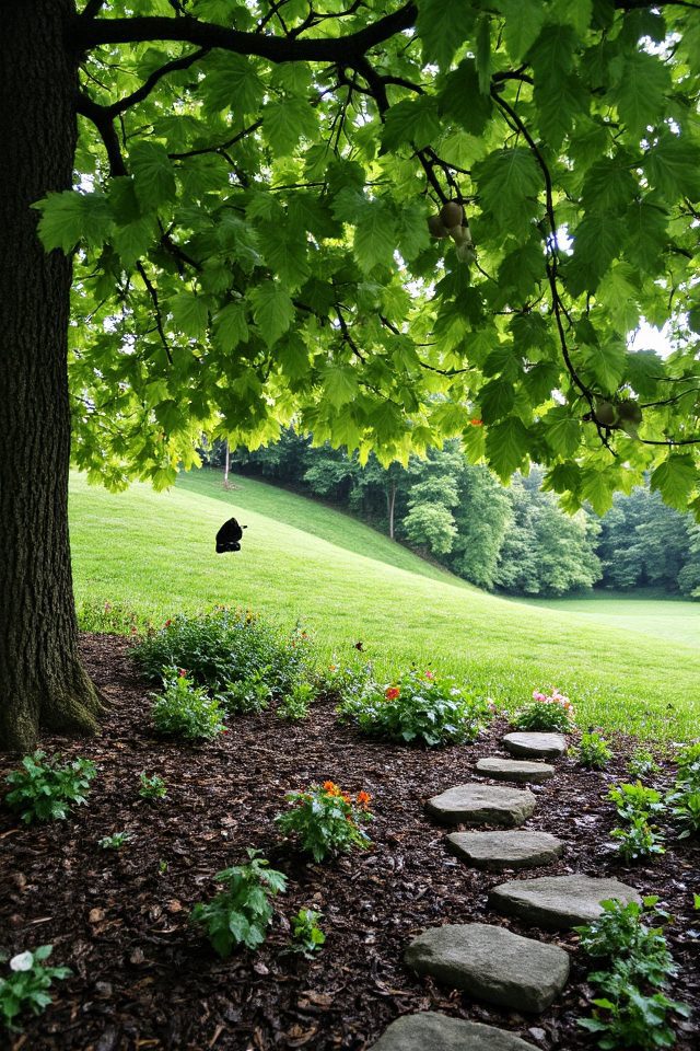 shade garden with pawpaw