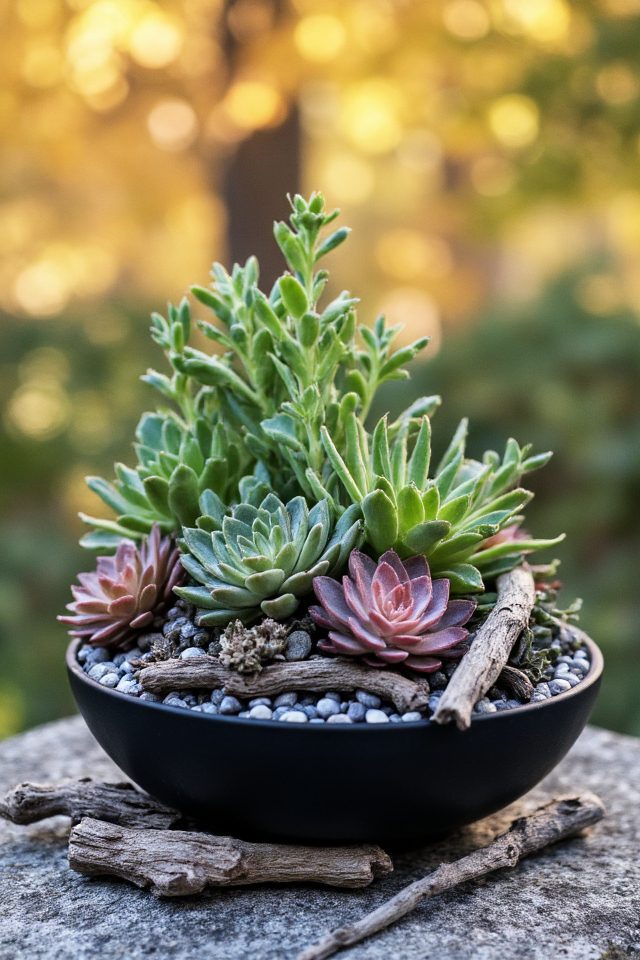 stylish autumn succulent arrangements