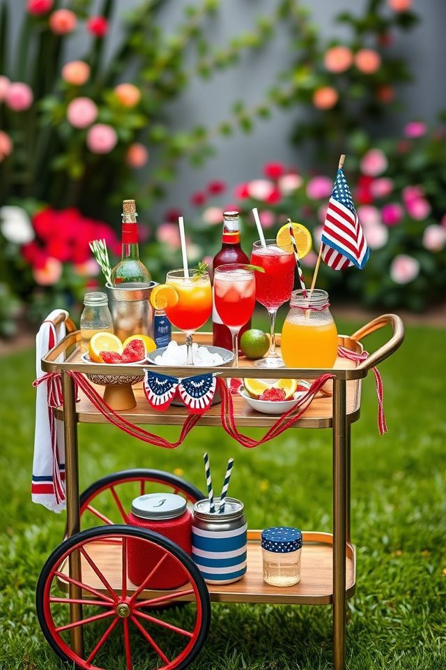 themed bar cart setup