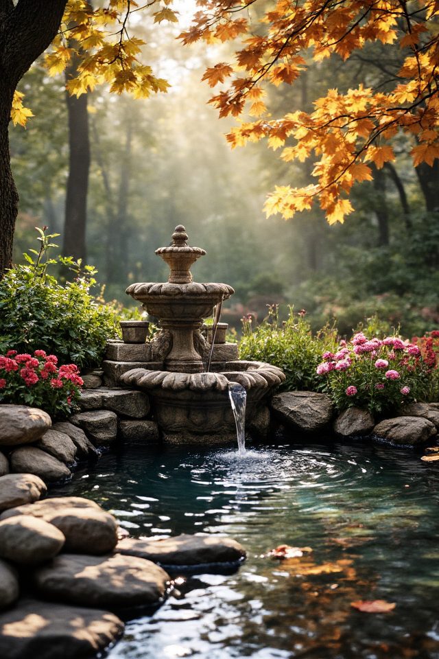 tranquil autumn garden feature