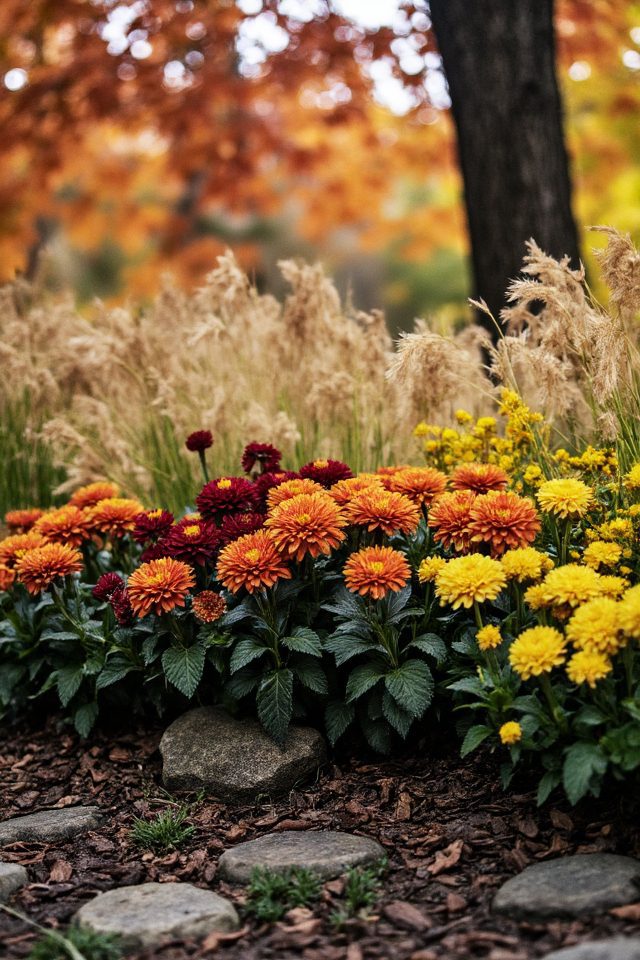 vibrant autumn garden blooms