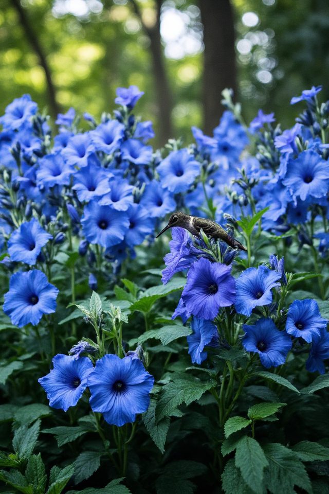 vibrant blue hummingbird attraction