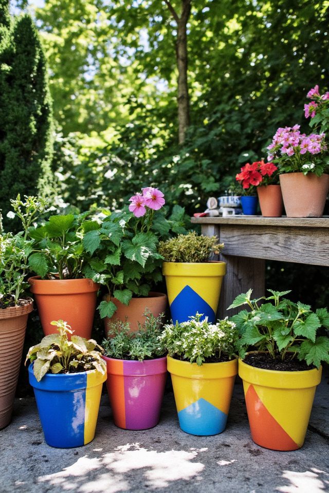 vibrant color blocked pot designs