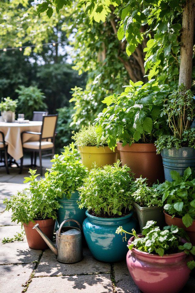 vibrant container herb garden