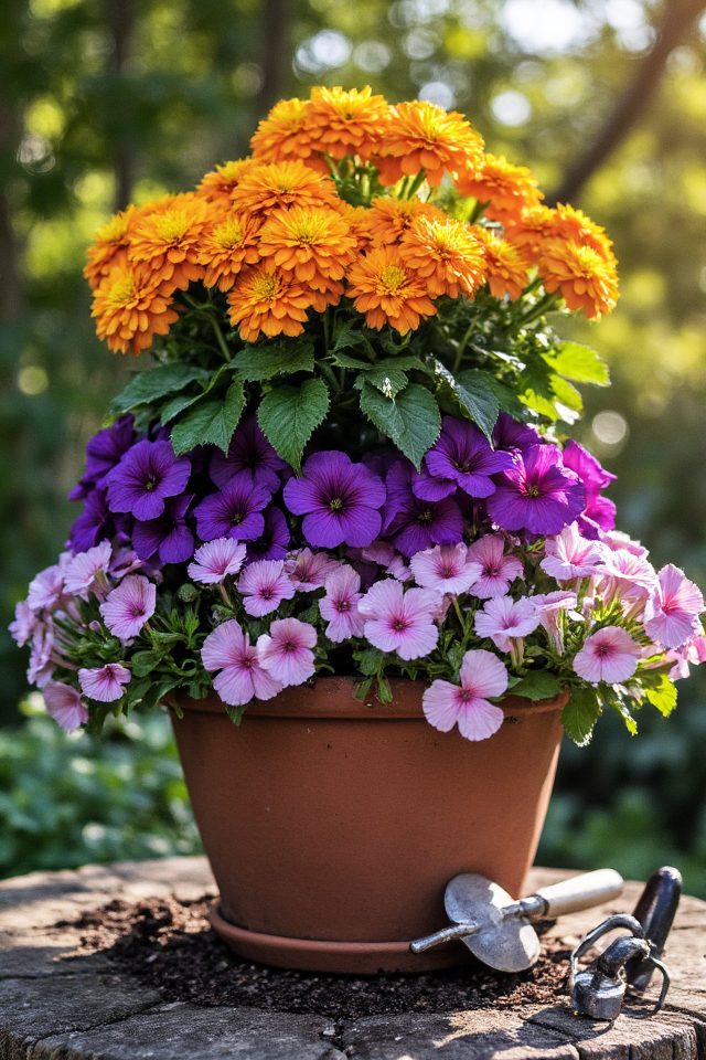 vibrant flower container garden