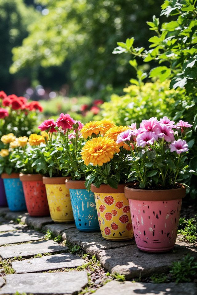 vibrant flower pots brighten gardens