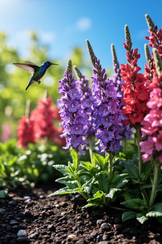 vibrant salvia attracts hummingbirds