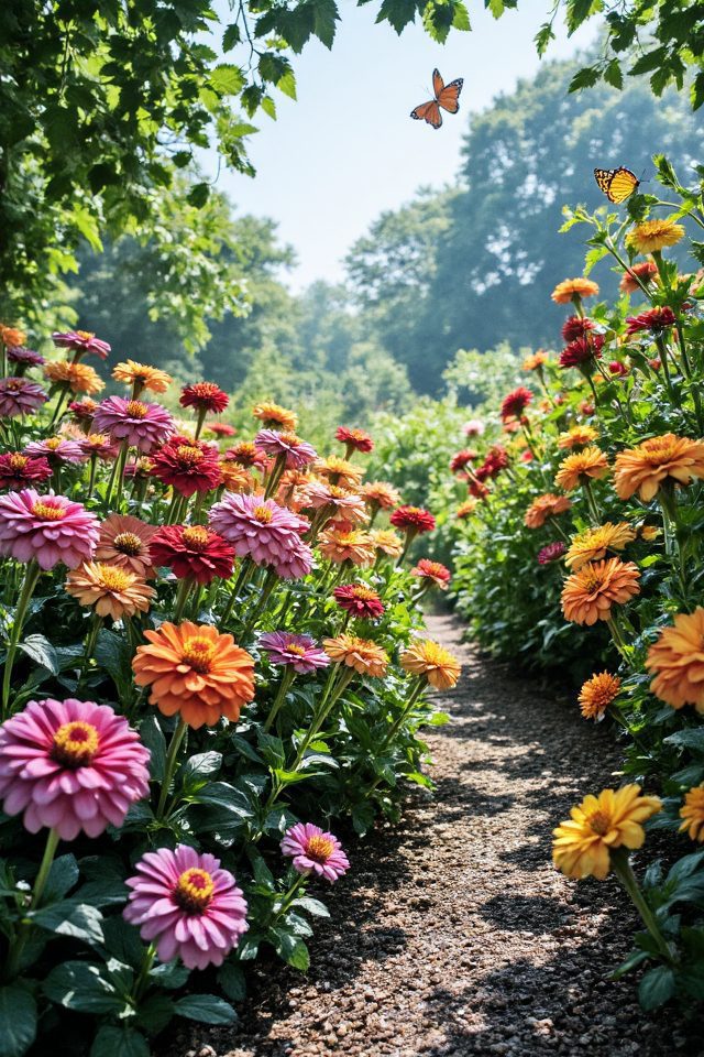 vibrant zinnias attract butterflies