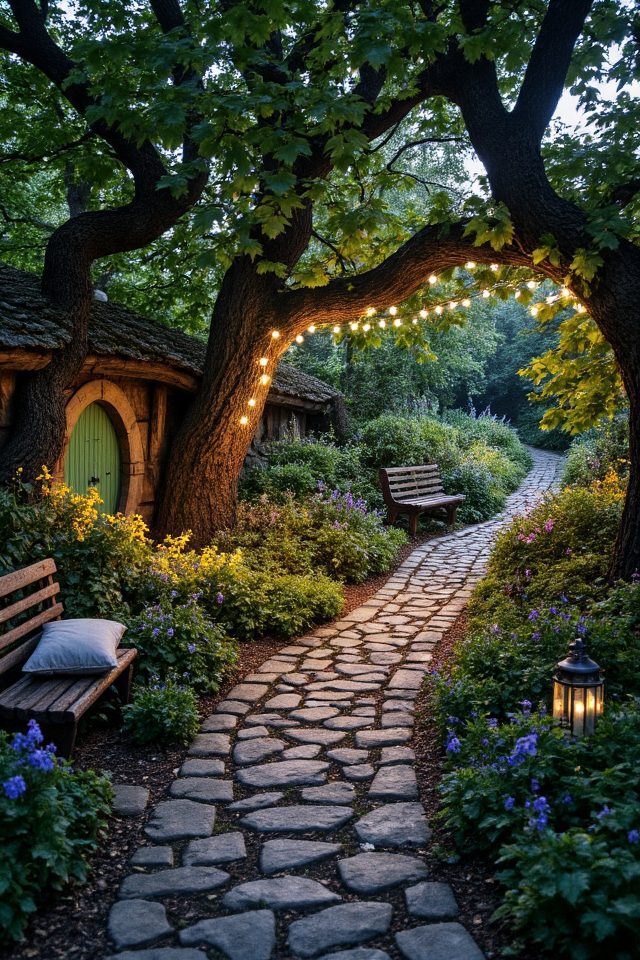 whimsical hobbit garden pathways
