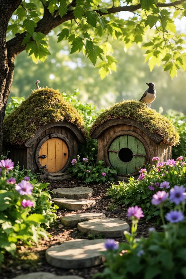 whimsical hobbit inspired birdhouses