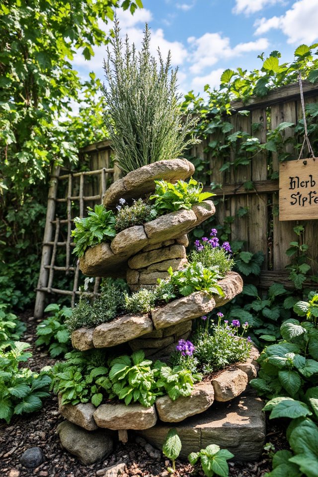 whimsical space efficient herb garden