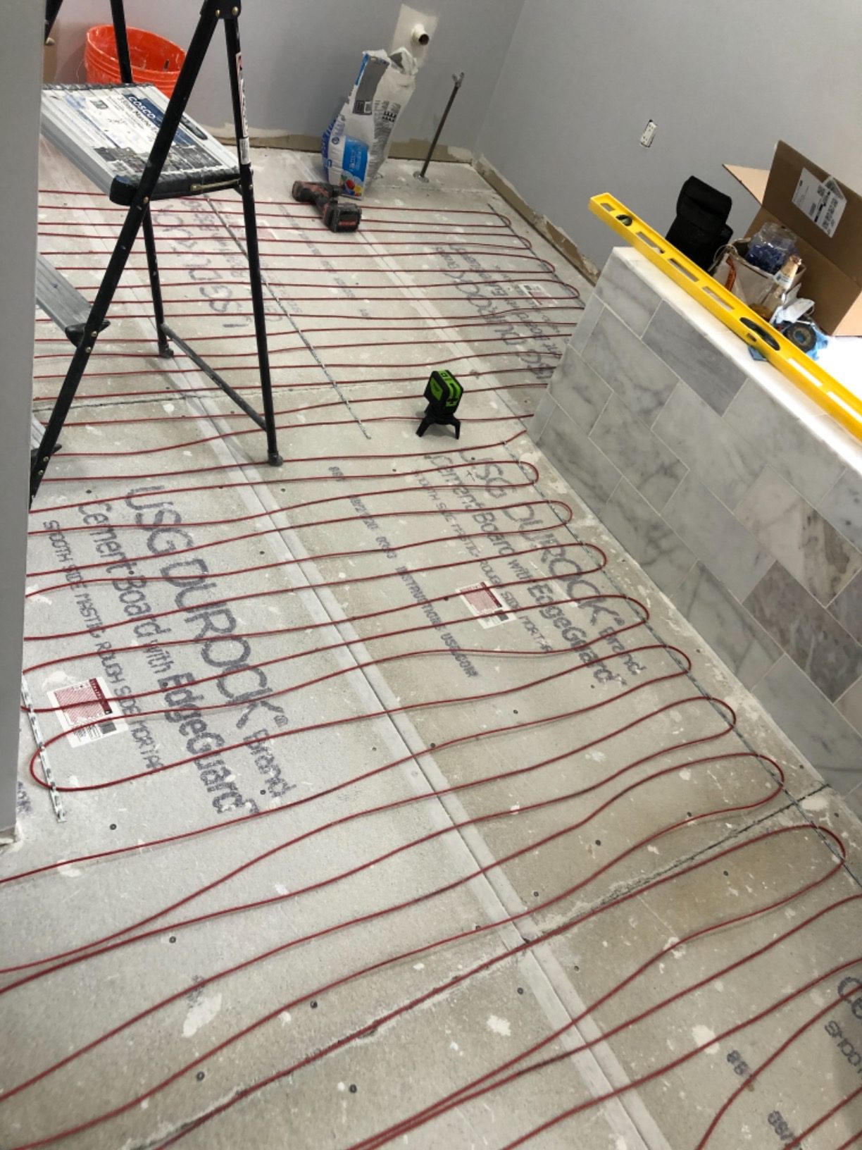 Floor Heating Cable 120V - 32-60 sq ft Heated Floor System, Underfloor Electric Heat Cable Warmer, Radiant Heated Flooring System for Tile with 7-Day/4 Event Programmable GFCI Thermostat, Made in USA - Customer Photo 2