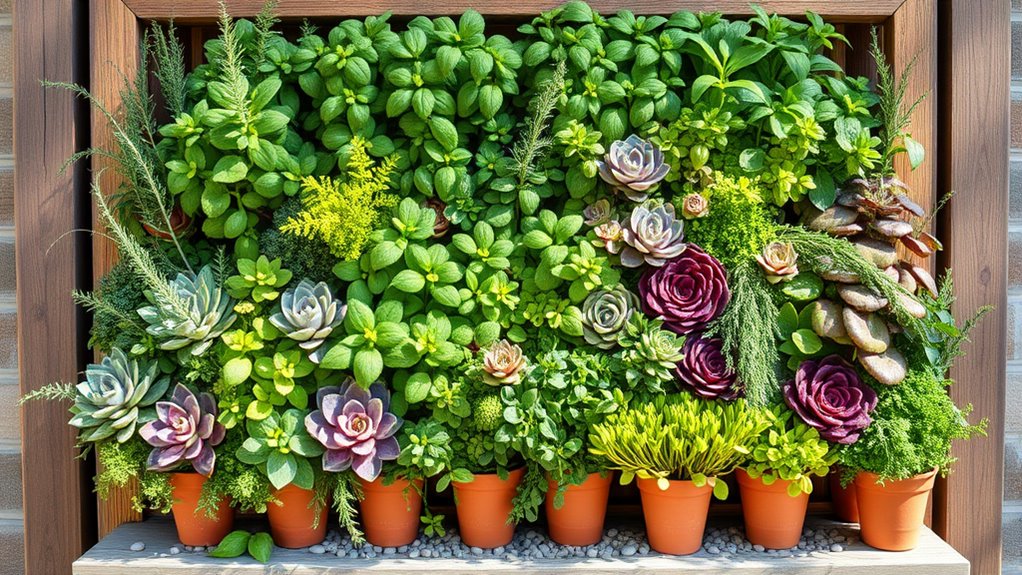 aesthetic herb succulent wall
