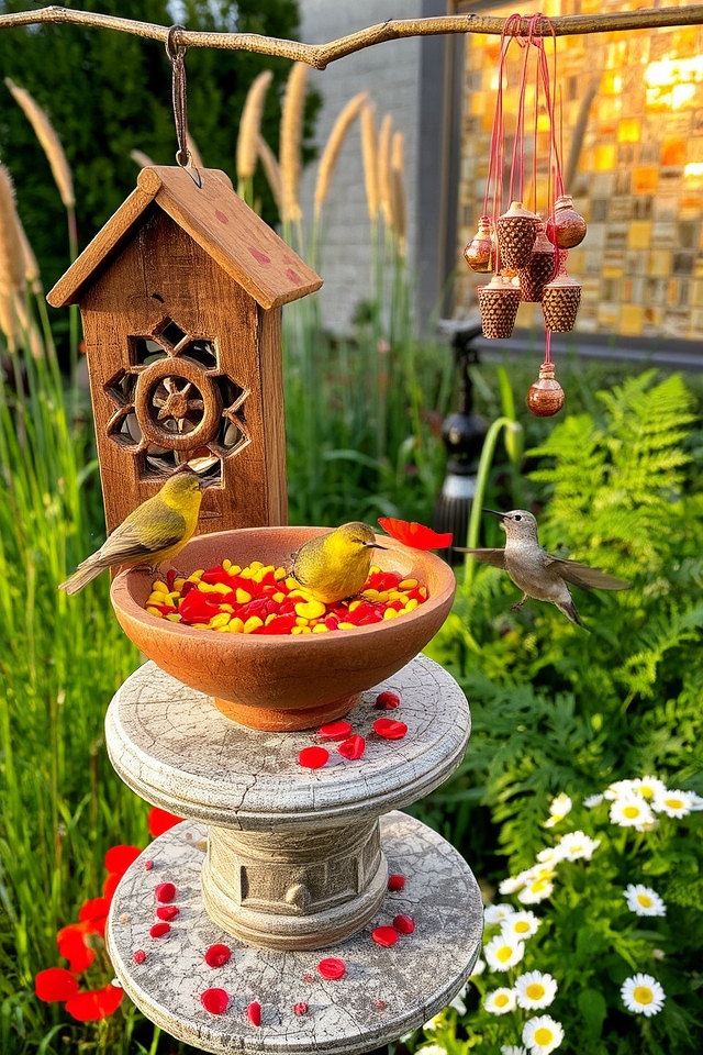 artistic feeders attract wildlife
