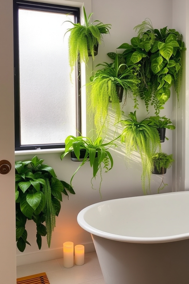 bathroom plant wall design