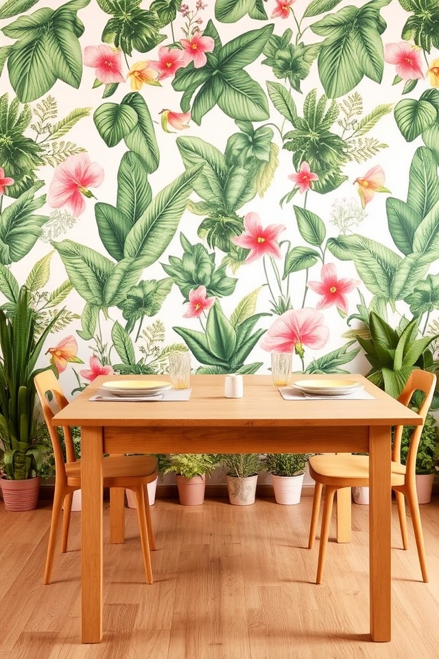 botanical wallpaper with plants