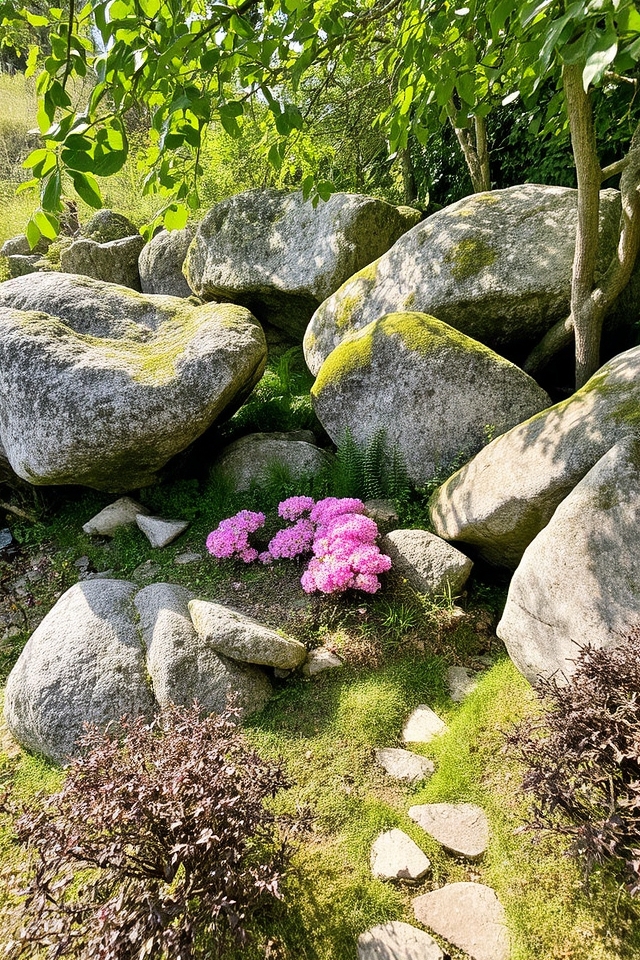 boulders enhance garden aesthetics