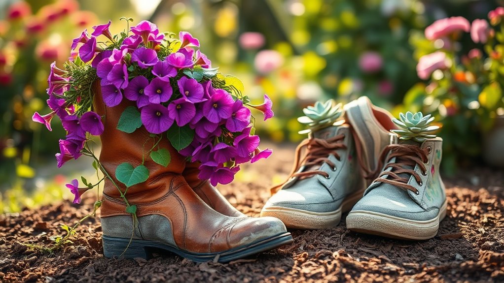 charming garden shoe planters