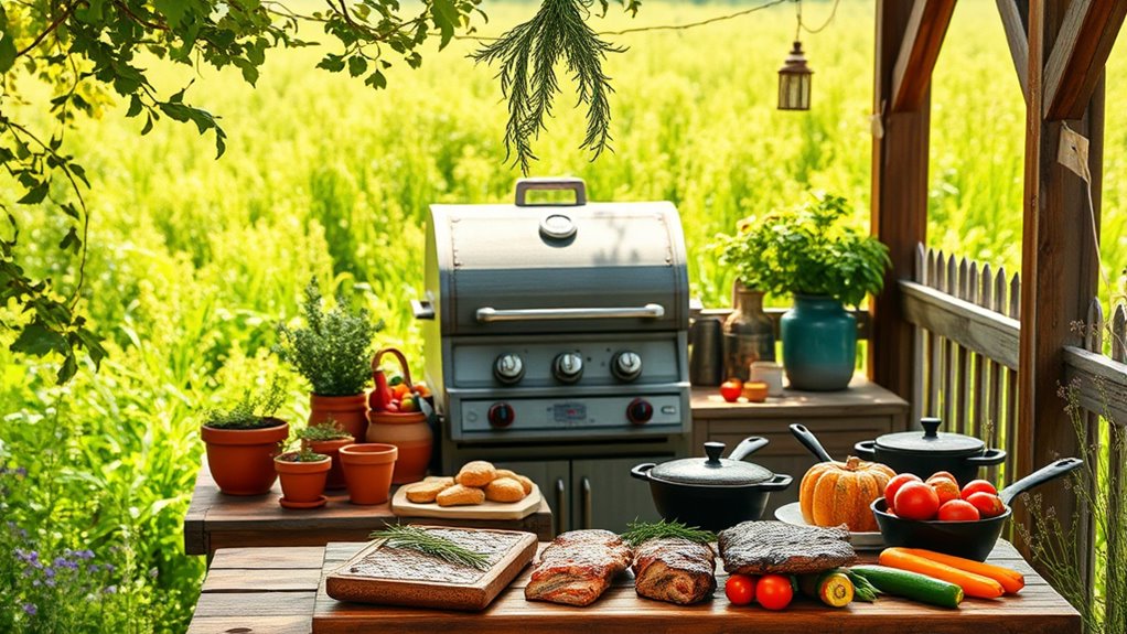 charming rustic grill station