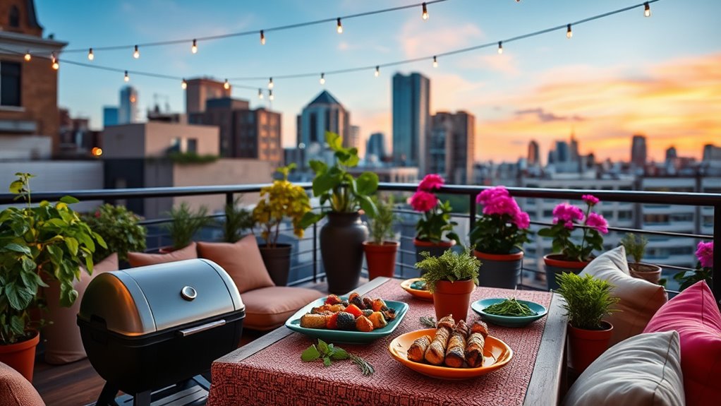 chic balcony barbecue setup