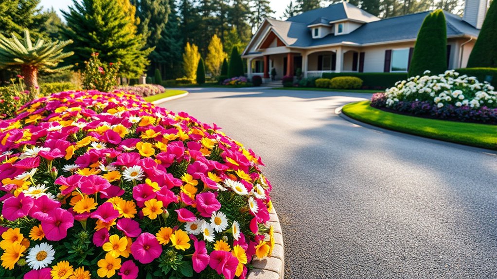 colorful flower bed framing