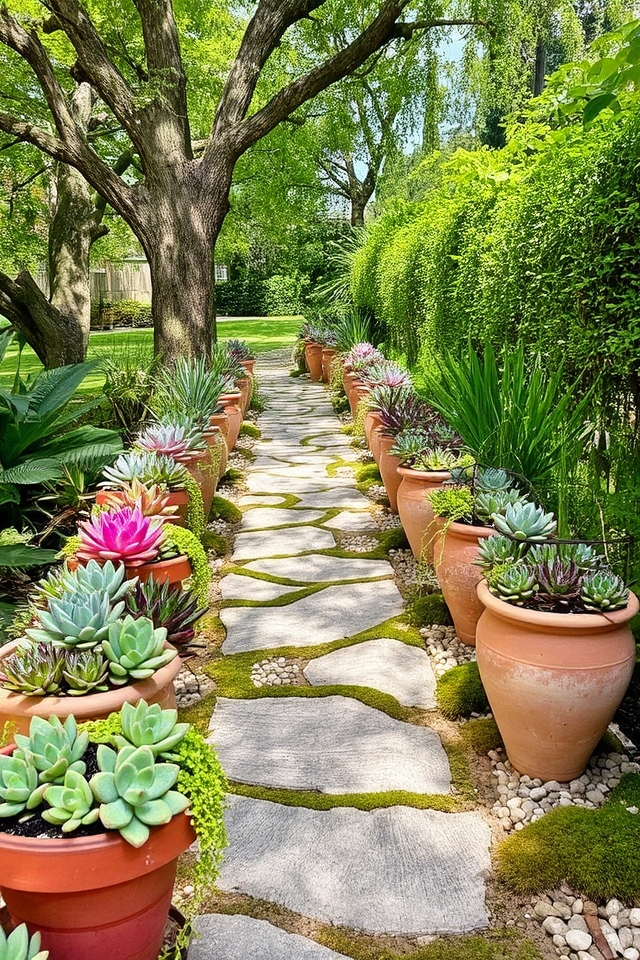 colorful low maintenance succulent displays