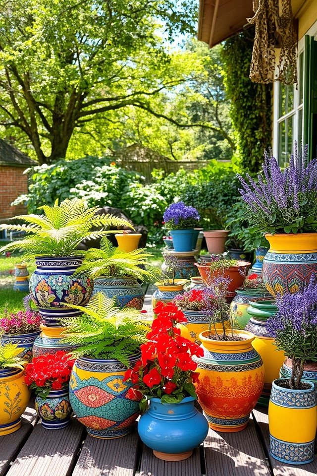 colorful outdoor ceramic pots