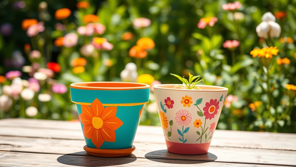 colorful personalized flower pots