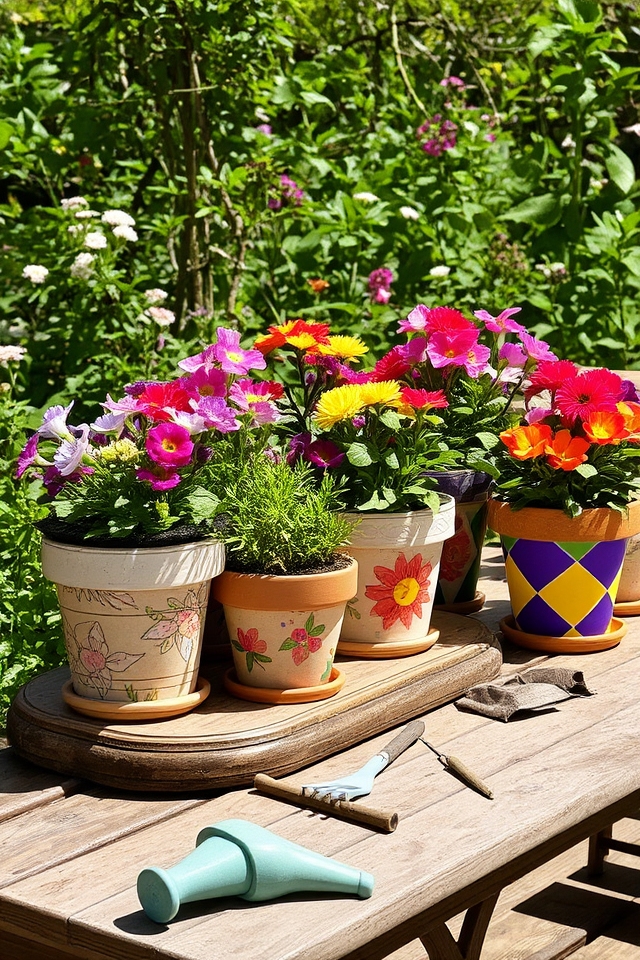 colorful personalized garden pots