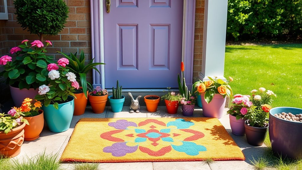 colorful welcome mat accents