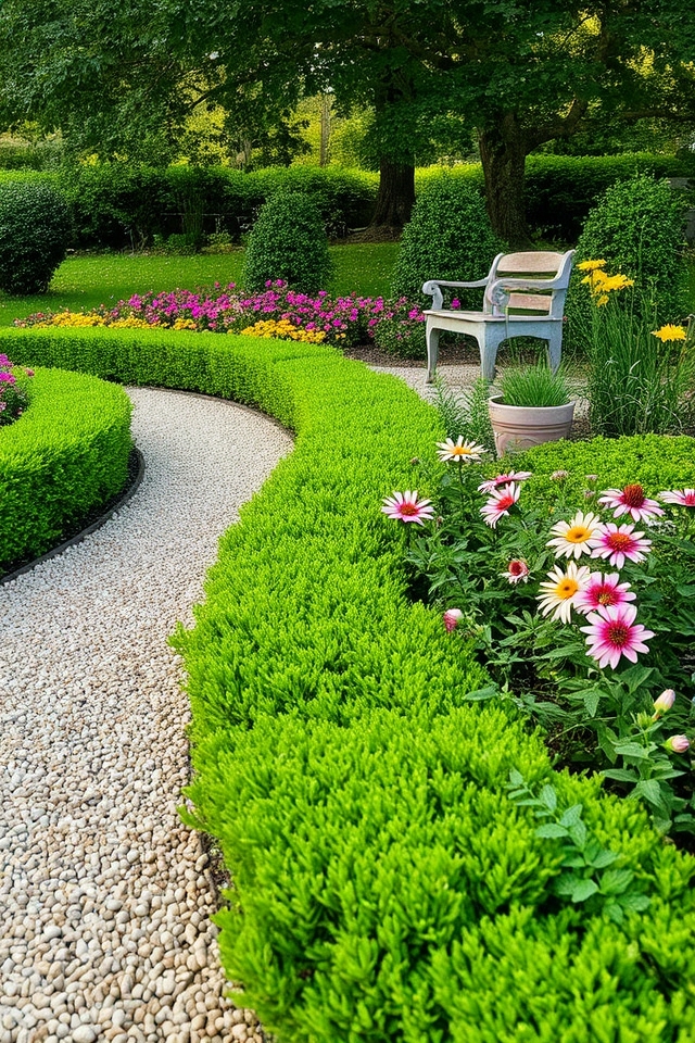 compact evergreen garden border