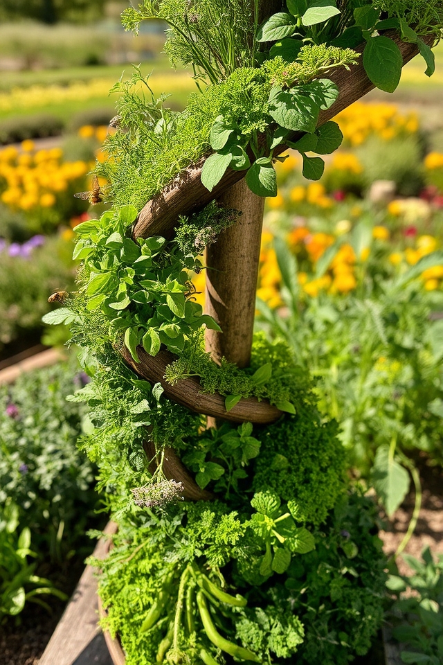 compact spiral herb garden