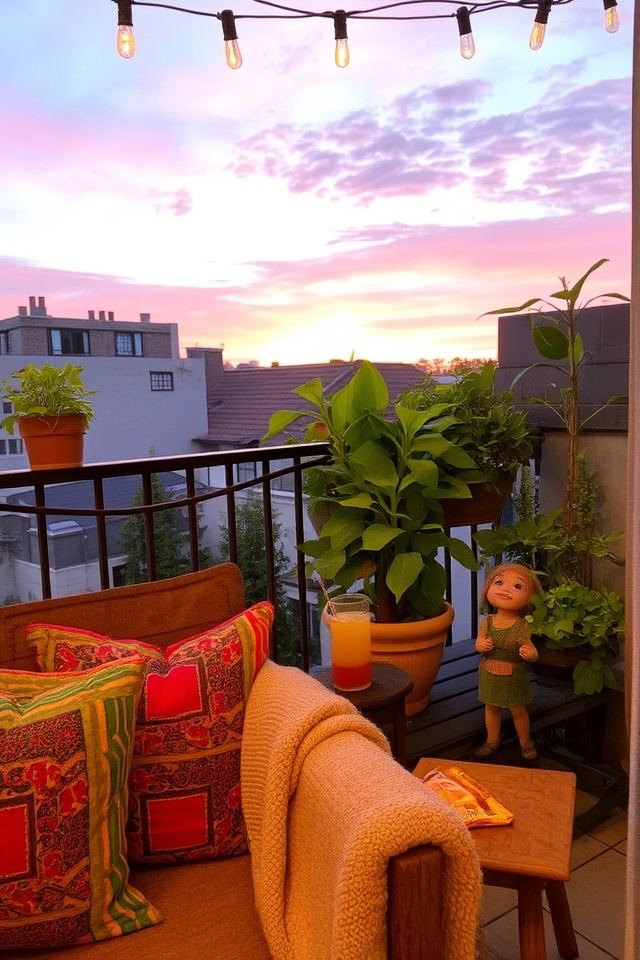 cozy balcony garden decor