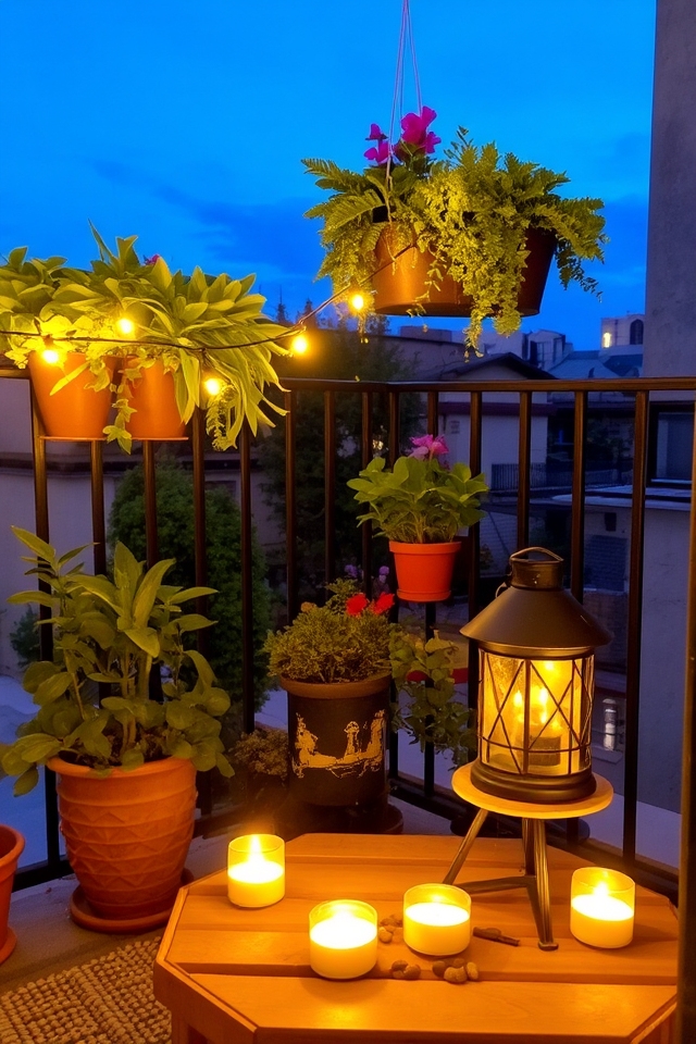 cozy balcony garden lighting