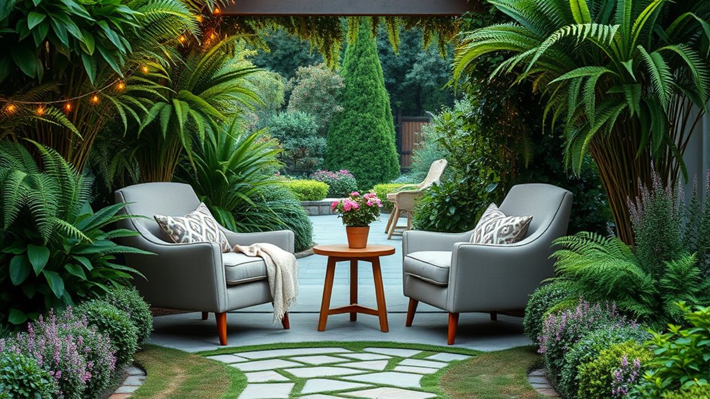 cozy garden seating area