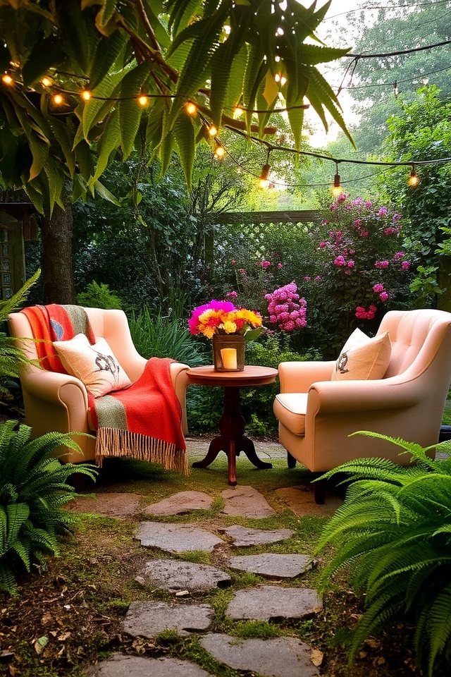 cozy garden seating area