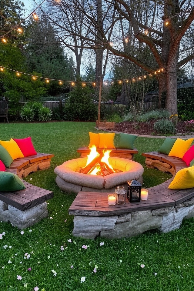 cozy natural garden fire pit