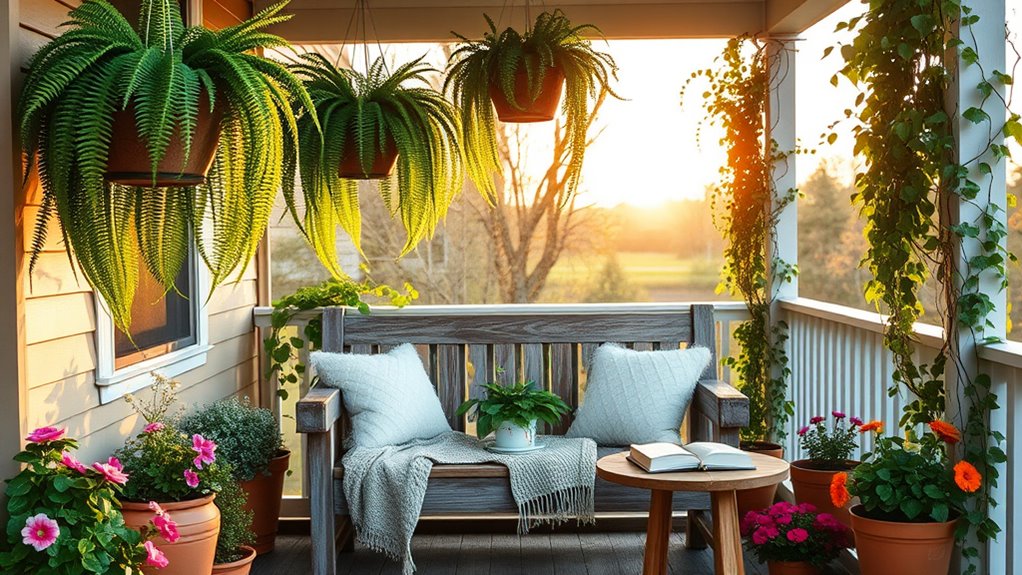 cozy porch with plants