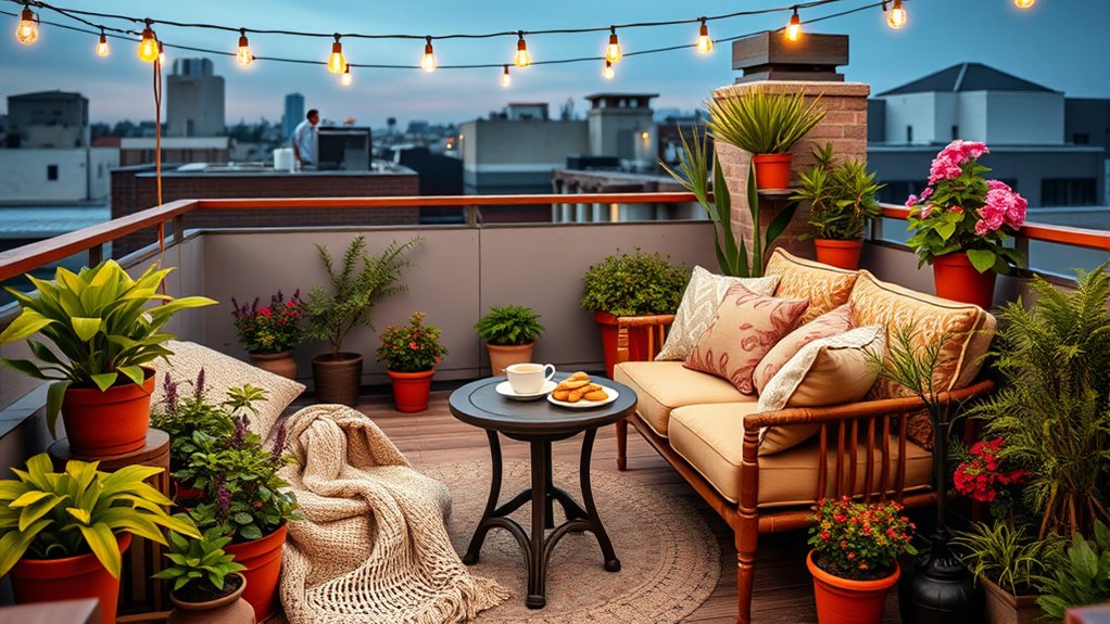 cozy rooftop seating area