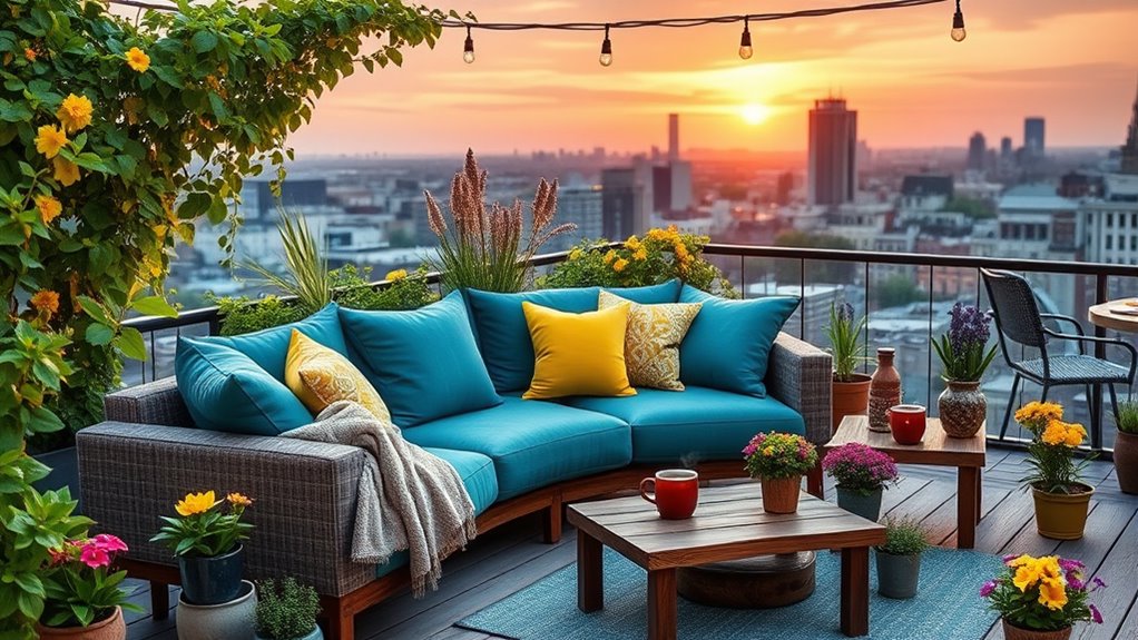 cozy rooftop textile decor