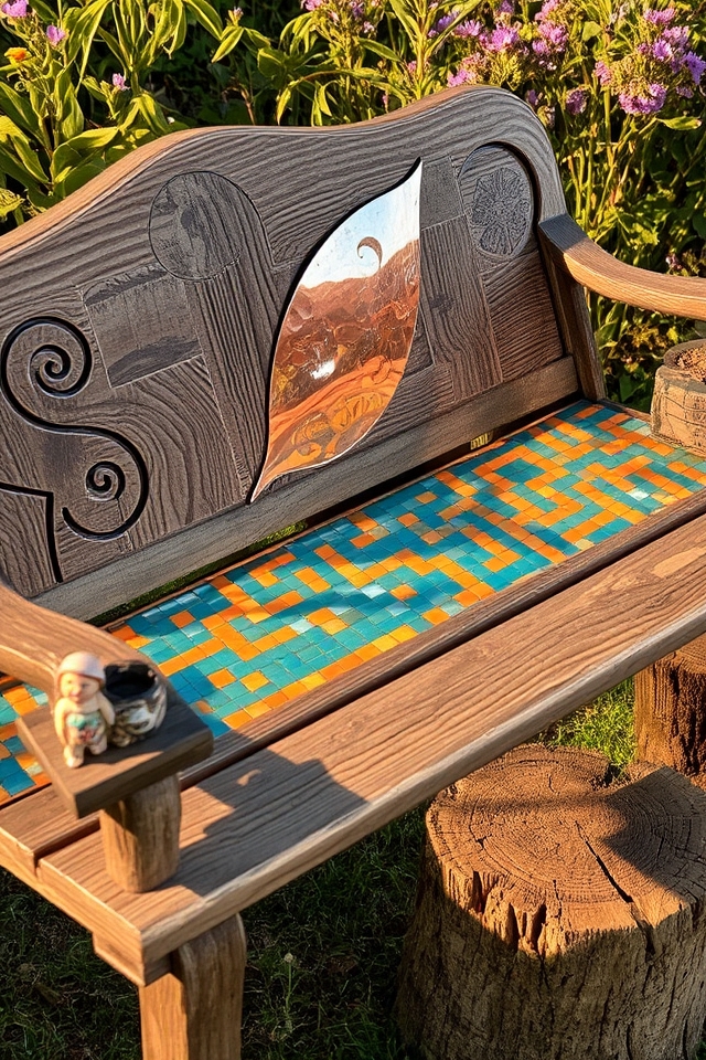 creative garden bench accents