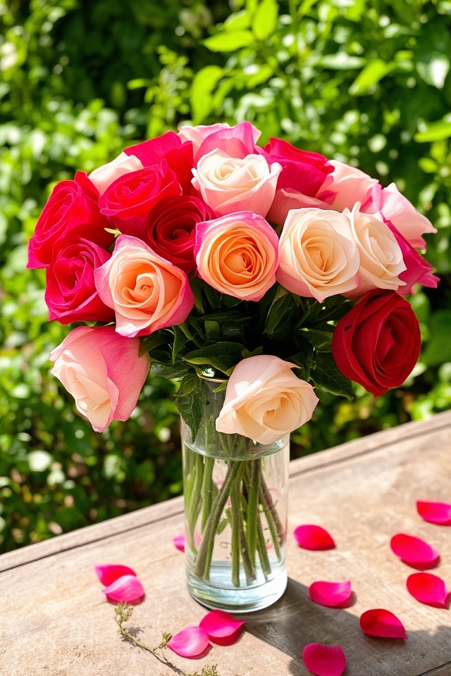 cutting vibrant rose bouquets
