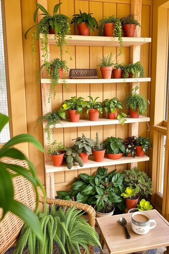 diy layered plant shelves