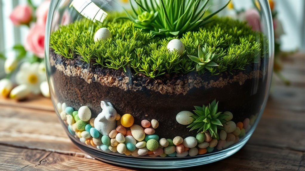 easter themed handmade terrariums