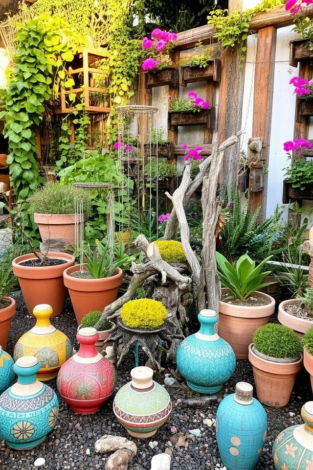 eclectic textured garden art