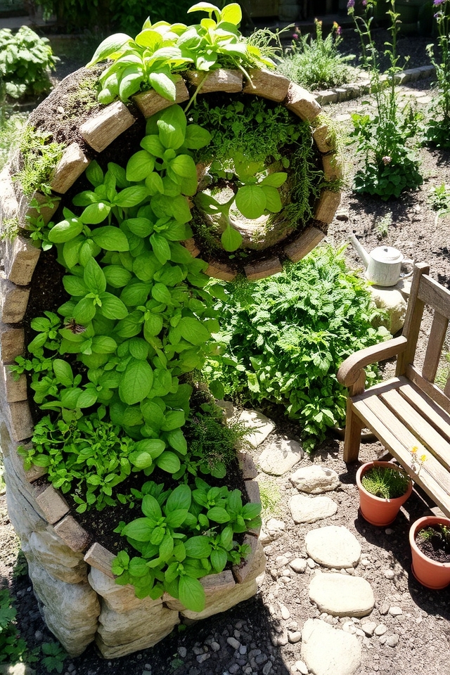 eco friendly spiral herb garden
