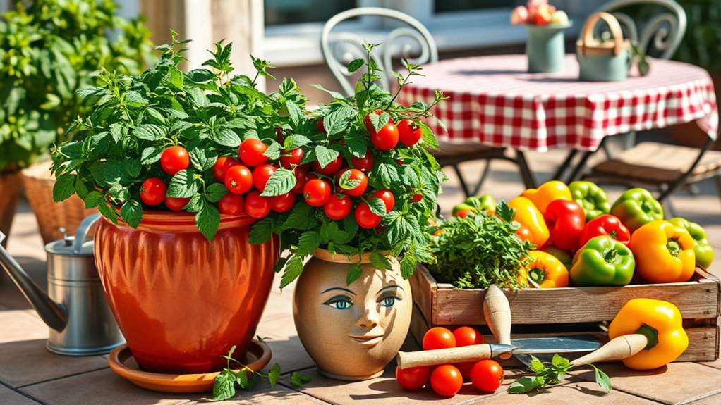 edible plants decorative containers